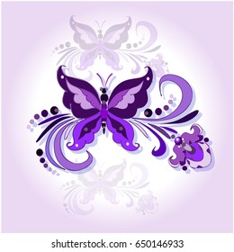 Vector. Violet butterflies