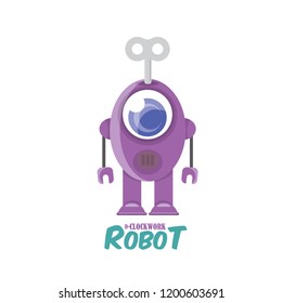 vector violet cartoon cute flat robot icon isolated on transparent background. violet funny robot logo design template