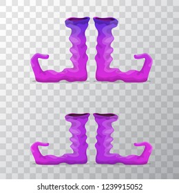 vector violet christmas elf shoes collection icon isolated on transparent background. vector funky violet cartoon boots set
