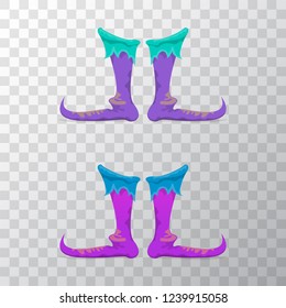 vector violet christmas elf shoes collection icon isolated on transparent background. vector funky violet cartoon boots set