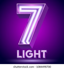 Vektorviolett-Glühlampe Röhre Alphabet. Nummer 7