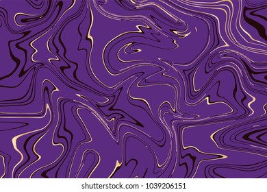 Vector violet and gold marble abstract background. Liquid marble pattern. Trendy template for design, wedding, invitation, party, birthday, web, banner, card.
