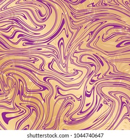 Vector violet and gold marble abstract background. Liquid marble pattern. Trendy template for design, wedding, invitation, party, birthday, web, banner, card.