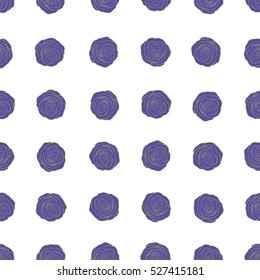 Vector violet and green rose flowers seamless pattern.