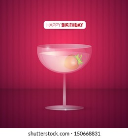 Vector Violet Happy Birthday Background With Drink