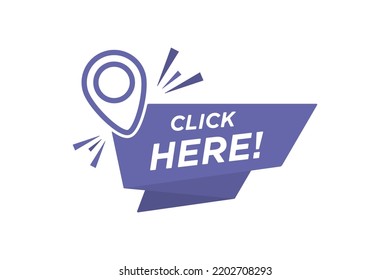 Vector violet Illustration Click Here Button Label.