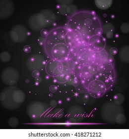 Vector violet lights concept abstract on black ambient blurred background. Luxury design. Vector illustration
