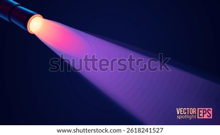 Vector violet and magenta spotlight beam with ring pattern on dark stage background