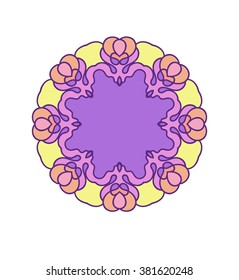  Vector  violet  mandala.  Geometric circle element.  Arabic, Indian, Turkish, Chinese motifs