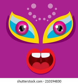 vector violet monster face