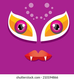 vector violet monster face