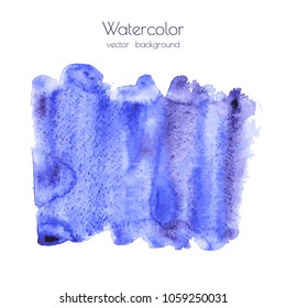 Vector violet, navy blue, indigo watercolor texture background, dry brush stains, strokes, spots isolated on white. Acrylic hand painted pours, fluid art. Abstract artistic frame, place for text, logo