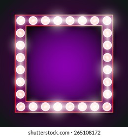 Vector violet neon lights lamp vector frame template