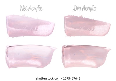 Vector violet paint smear stroke stain set. Abstract wet and dry acrylic textured art illustration. Acrylic Texture Paint Stain Illustration. Hand drawn brush strokes vector elements. Acrilyc strokes.
