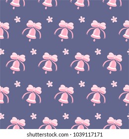 Vector violet  pattern with pink bells and flowers.