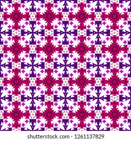 Vector violet, purple and cherry seamless background pattern with (figures, forms, rhombuses).