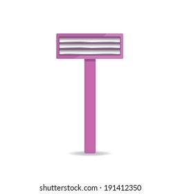 vector violet razor icon isolated on white, disposable razor.
