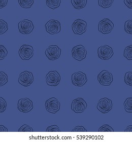 Vector violet silhouette or rose flowers seamless pattern.