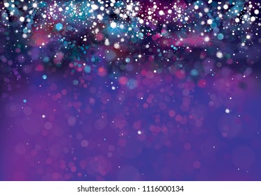 Vector violet, sparkle  background with   lights and stars. 