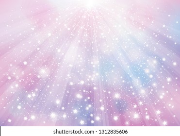 Vector  violet sparkling background with rays, lights and stars.  