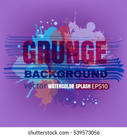 Vector violet splash brush colorful spots grunge abstract as a watercolor.
