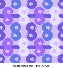 vector violet tone rough infinity symbol and horizontal brush stroke lines seamless pattern