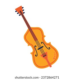 Vector violin in cartoon style on white background.