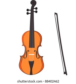 Vector violin drawn on a white background