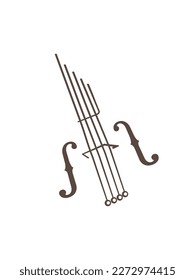 Dibujo de la ilustración del violín vector. Dibujo de instrumentos para diseños musicales.