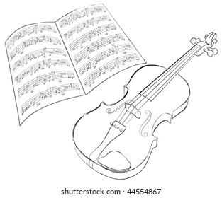 vector violin sketch on white background