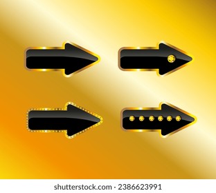 Vector vip arrows banner,stiker with gems on black and gold background. Premium quality. Symbol of customer satisfaction review service, best quality ranking icon