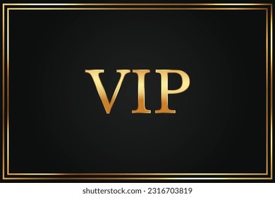 Vector Vip Background. Black card with a slight gradient framed by a gold border. Glow and shimmering gold color. Premium luxury design. Club member card, web site decoration and other