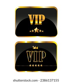 Vektorvip-Karte oder Aufkleber mit schwarz-goldenem Hintergrund. Premium-Qualität.