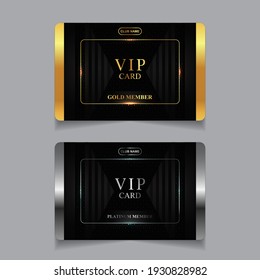 Vector VIP golden and platinum card. Black geometric pattern background with premium design. Luxury and elegant graphic template layout for vip member.