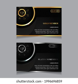 Vector VIP golden and platinum card. Black geometric pattern background with premium design. Luxury and elegant graphic template layout for print vip member