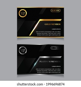 Tarjeta de oro y platino del vector VIP. Fondo de patrón geométrico negro con diseño premium. Diseño de plantilla de gráficos de lujo y elegante para miembro de vip de impresión