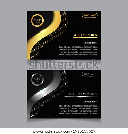 Vector VIP golden and platinum card. Black geometric pattern background with premium design. Luxury and elegant graphic template layout for vip member.