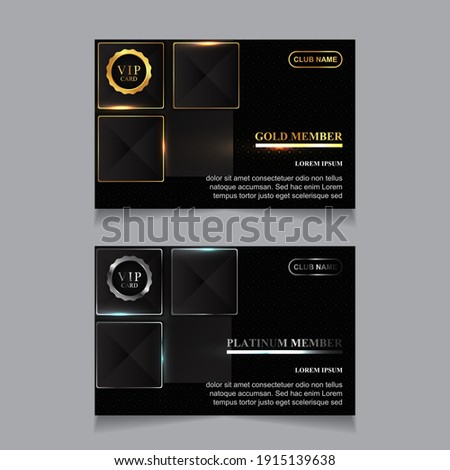 Vector VIP golden and platinum card. Black geometric pattern background with premium design. Luxury and elegant graphic template layout for vip member.