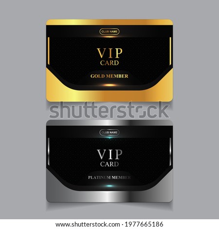 Vector VIP golden and platinum card. Black geometric pattern background with premium design. Luxury and elegant graphic template layout for vip member