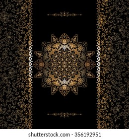 Vector of VIP Invitation cards with golden foil, patterns. border and snowflake. Royal elegance background