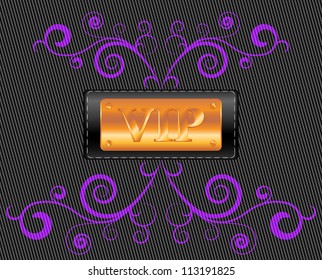 vector  VIP label on the fabric textile  background