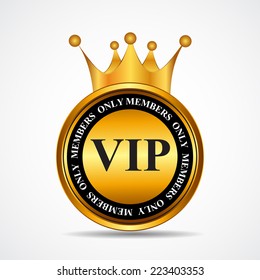 Vector VIP Members Only Gold Sign, Label Template