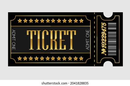 Vector VIP ticket. Black and gold.