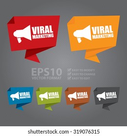 Vector : Viral Marketing Paper Origami Speech Bubble or Speech Balloon Infographics Sticker, Label, Sign or Icon