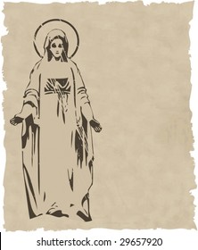 the vector Virgin Mary statue silhouette eps 8