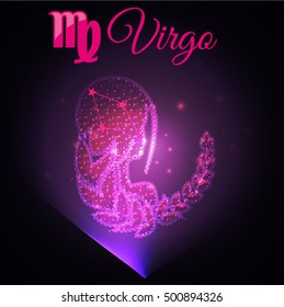 Vector Virgo - the sixth  astrological sign in the Zodiac from the glowing stars in the dark sky
