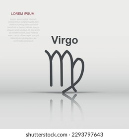 Vector virgo zodiac icon in flat style. Astrology sign illustration pictogram. Virgo horoscope business concept.