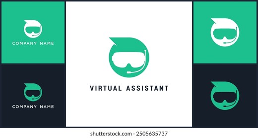 Vector of virtual assistant logo and icon design template, can be used in various media easily, editable