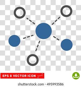 Vector Virtual Links EPS vector pictogram. Illustration style is flat iconic bicolor cobalt and gray symbol on a transparent background.