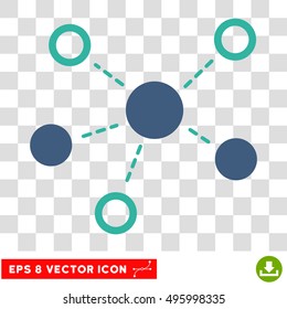 Vector Virtual Links EPS vector pictograph. Illustration style is flat iconic bicolor cobalt and cyan symbol on a transparent background.
